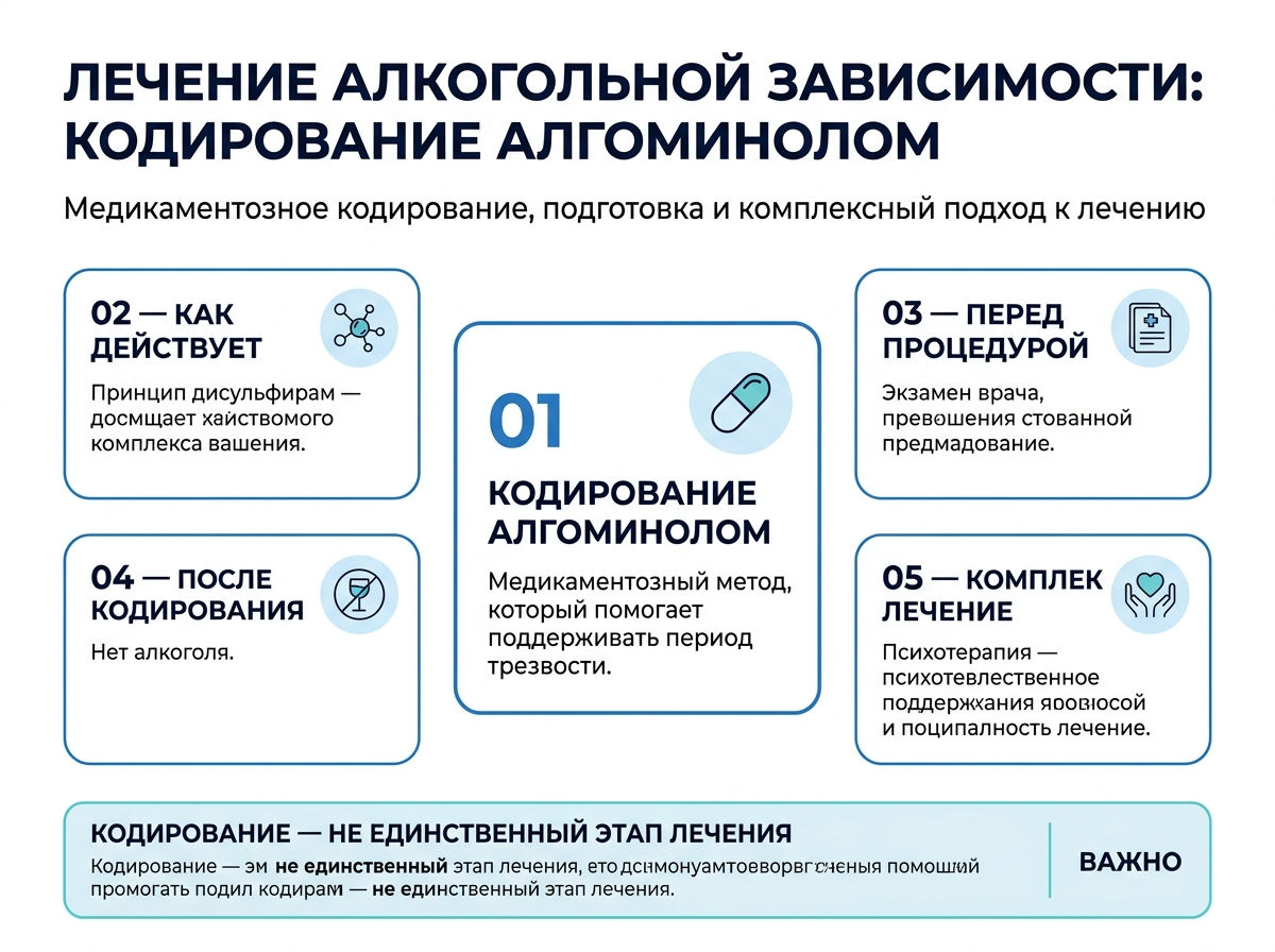 Кодирование от алкоголизма Алгоминал инфографика